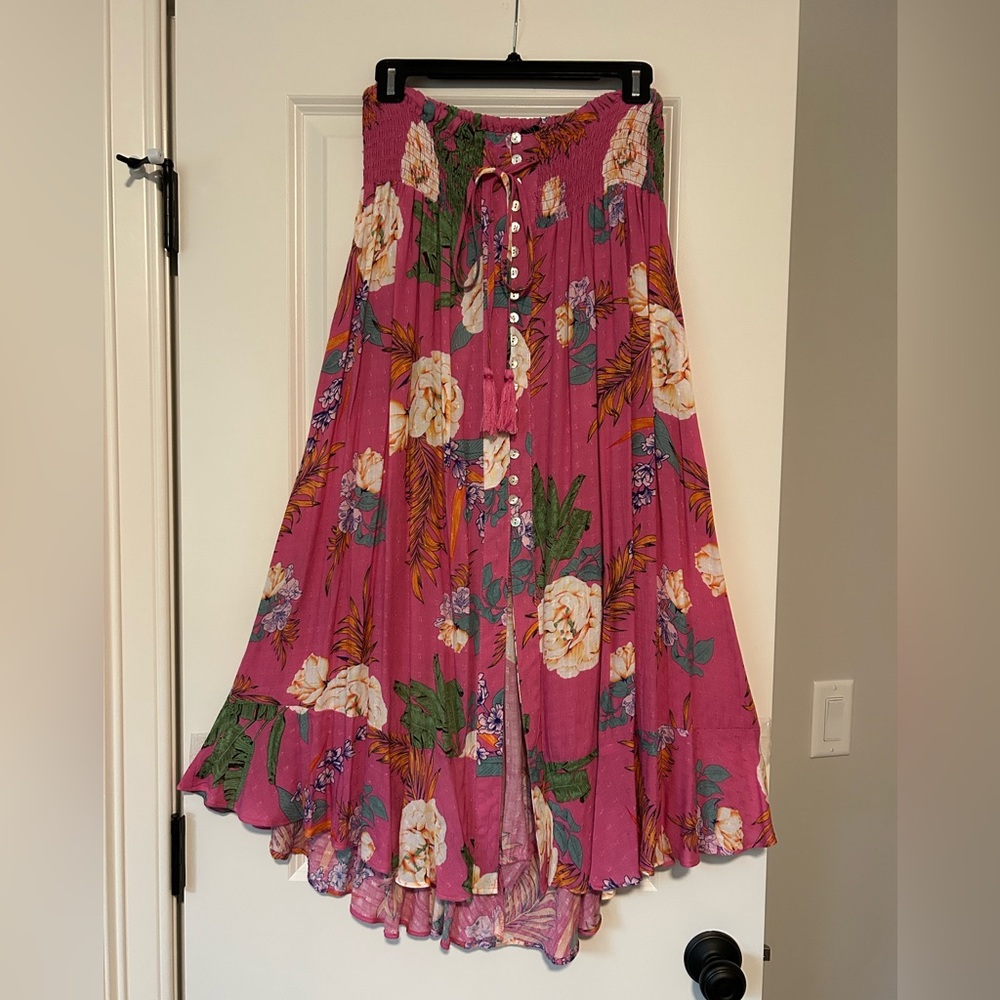 Rachel Zoe Pink A-Line Resort Hi-Lo Midi Skirt
